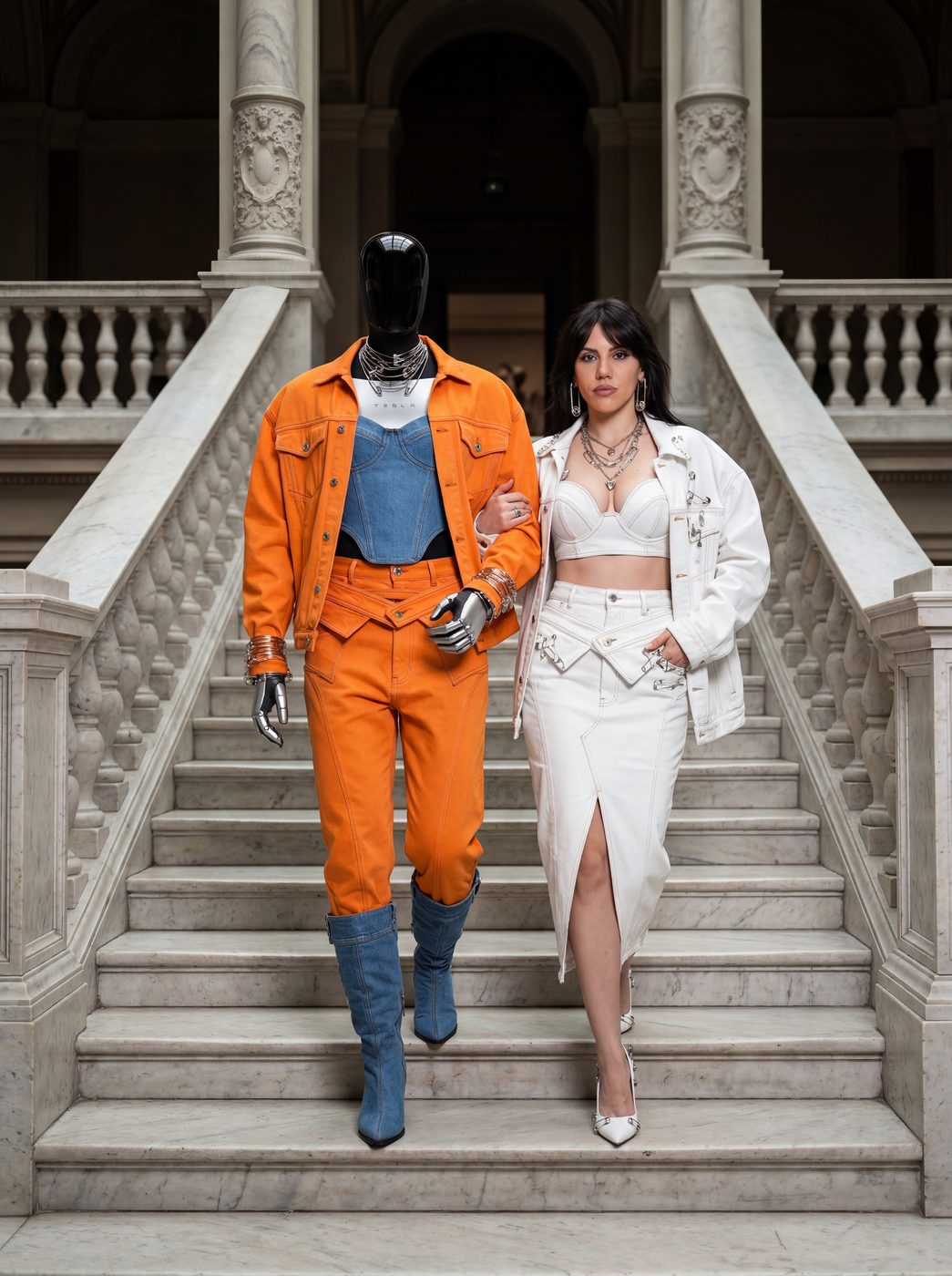 AI denim couture editorial